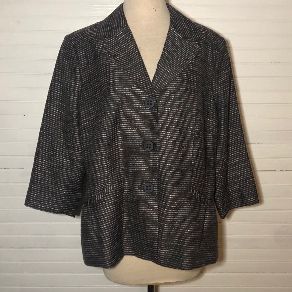 Coldwater Creek Charcoal and Light Gray Blazer